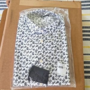 JOHN VARVATOS BLACK WHITE LONG SLEEVE FLORAL SHIRT. BNWT
